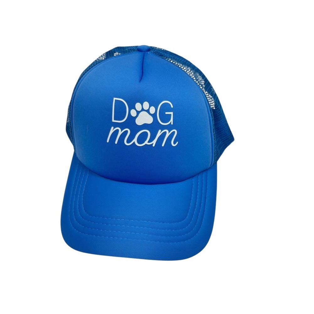 Blue Dog Mom Mesh Trucker Hat Snapback Baseball Cap Paw Print Graphic